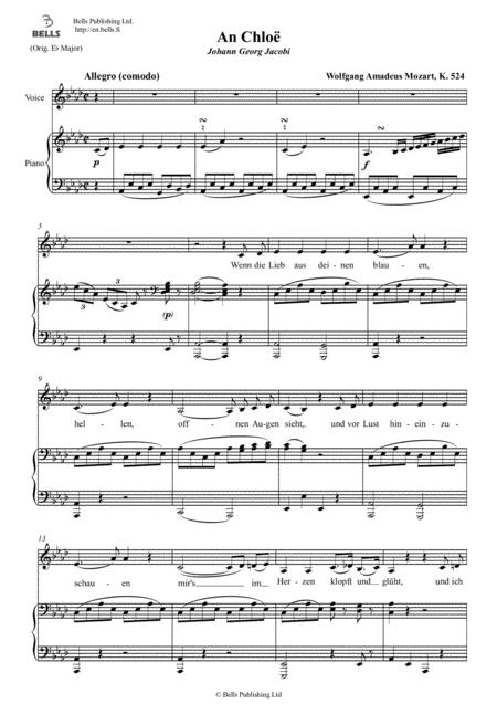 An Chloe, K. 524 (Original Key. E-flat Major) By Wolfgang Amadeus Mozart Free Sheet Music