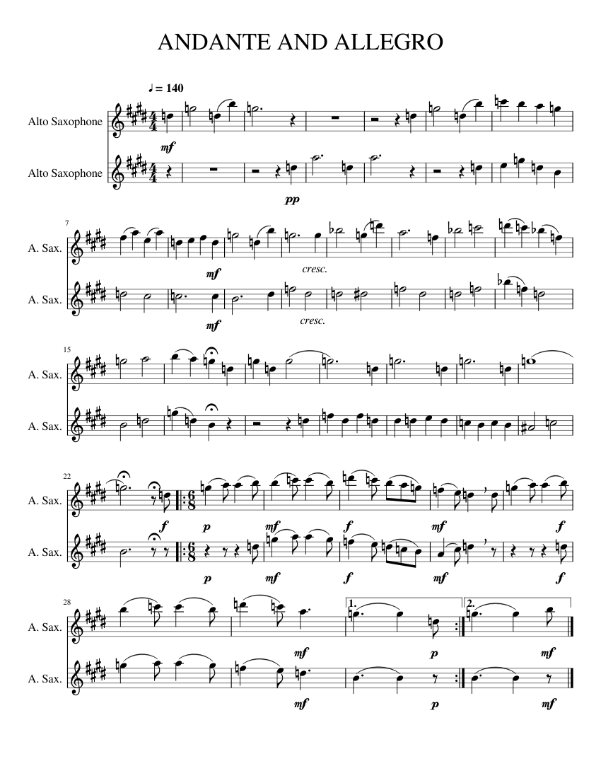 Andante And Allegro By J.E. Barat Free Sheet Music