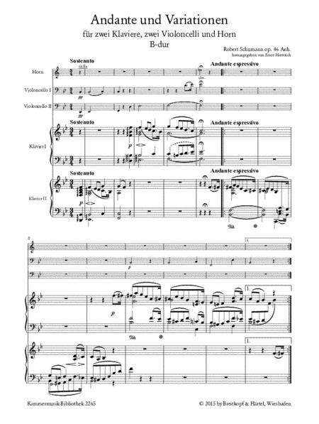 Andante And Variations In B Flat Major Op. 46 By Robert Schumann Free Sheet Music