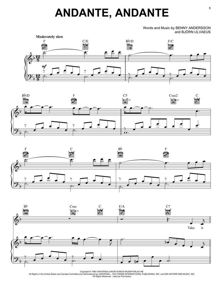 Andante, Andante By Bjoern Ulvaeus Free Sheet Music