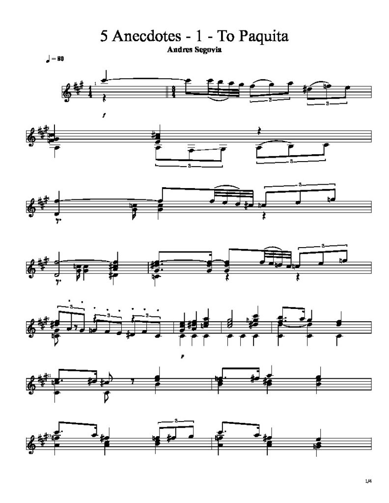 Andres Segovia By Various Free Sheet Music