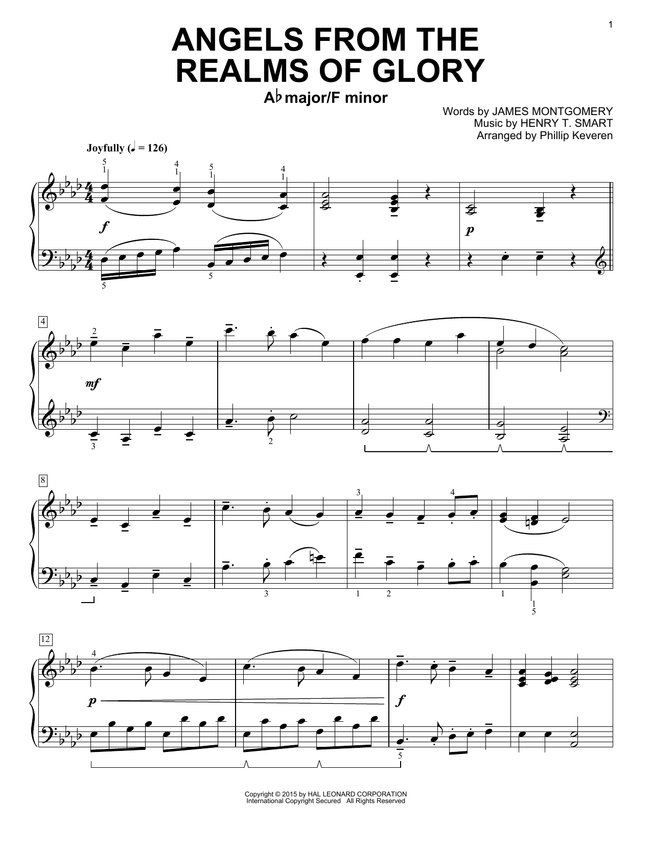 Angels From The Realms Of Glory By Anna Laura Page Free Sheet Music