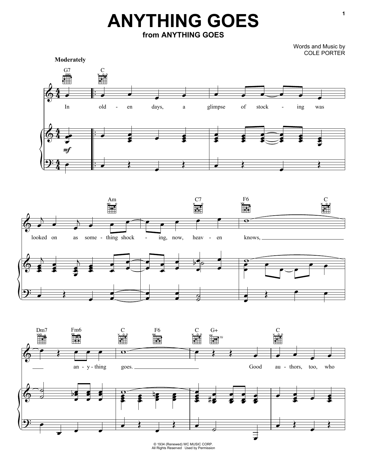 Anything Goes By Cole Porter Free Sheet Music