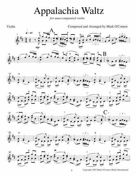 Appalachia Waltz (unaccompanied Violin) By Mark O'Connor Free Sheet Music