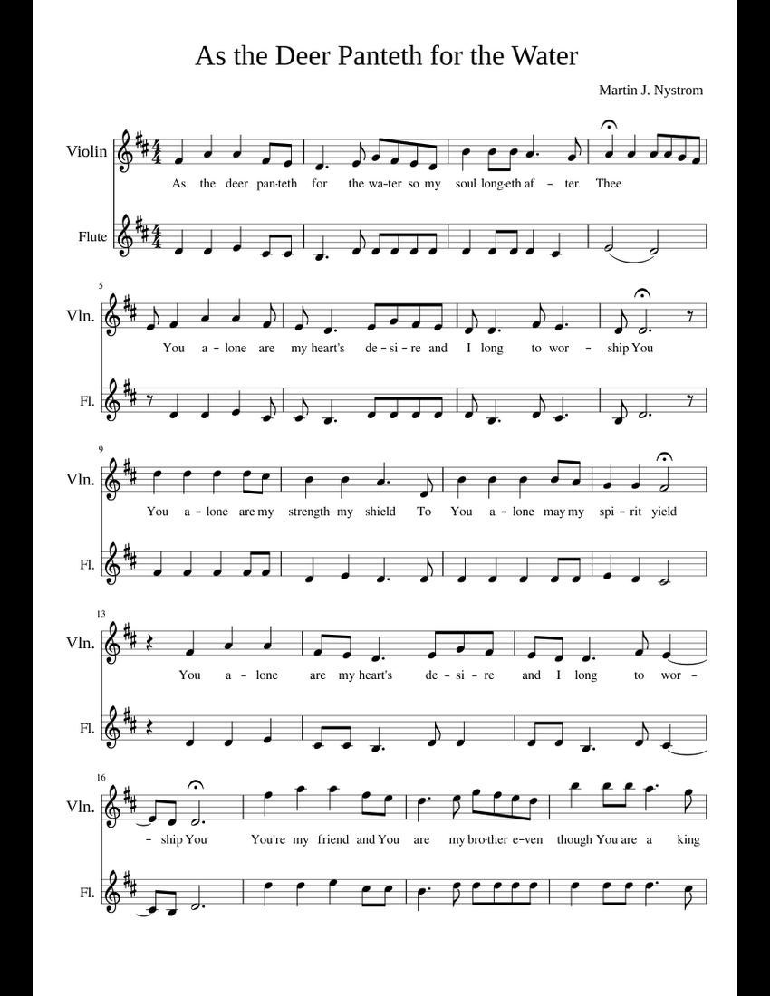 As The Deer Pants For The Water By M. Nystrom Free Sheet Music