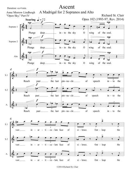 Ascent: A Madrigal For Two Sopranos And Alto, Unaccompanied By Richard St. Clair Free Sheet Music