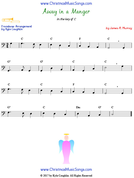 AWAY IN A MANGER (horn Trombones 1 & 2) By James R. Murray Free Sheet Music