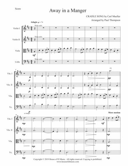 Away In A Manger - String Quartet By Traditional Free Sheet Music