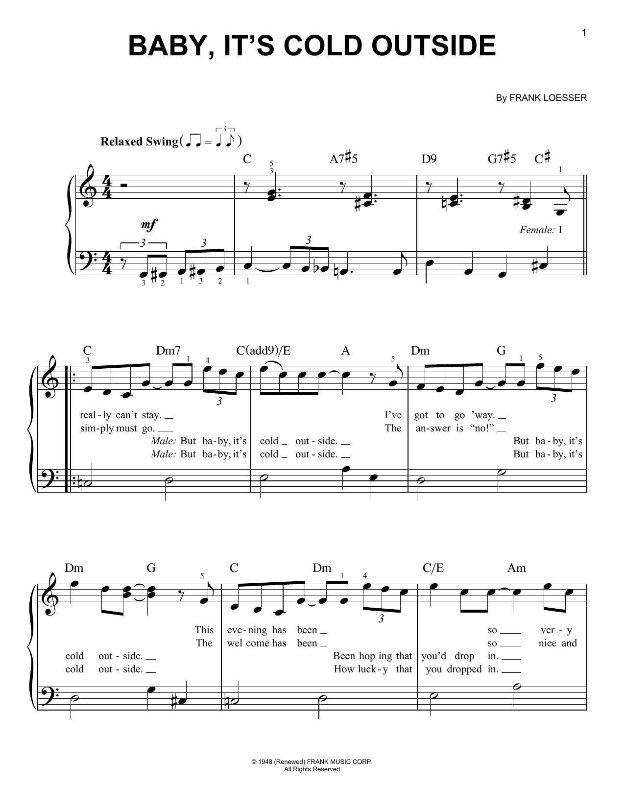 Baby, It's Cold Outside By Dean Martin & Martina Mcbride Free Sheet Music