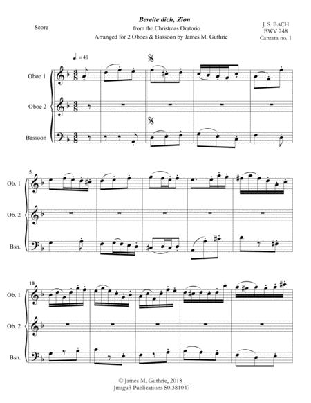 Bach: Christmas Trio For Flute, Oboe & Bassoon By Johann Sebastian Bach Free Sheet Music