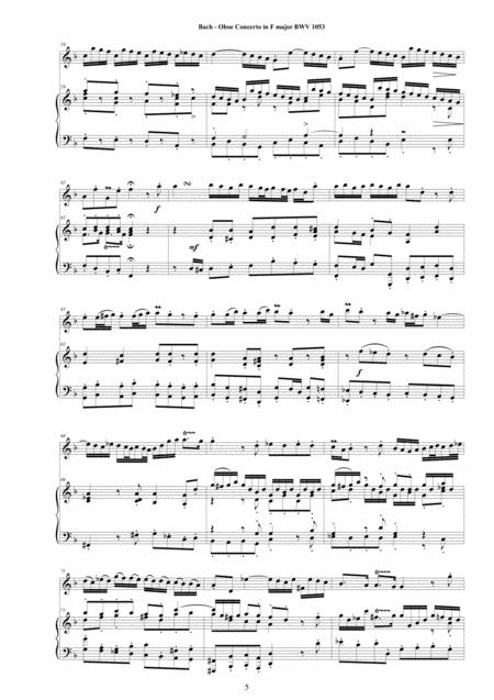 Bach - Oboe Concerto In F Major BWV1053 For Oboe And Piano - Score And Oboe Part By Bach Johann Sebastian Free Sheet Music