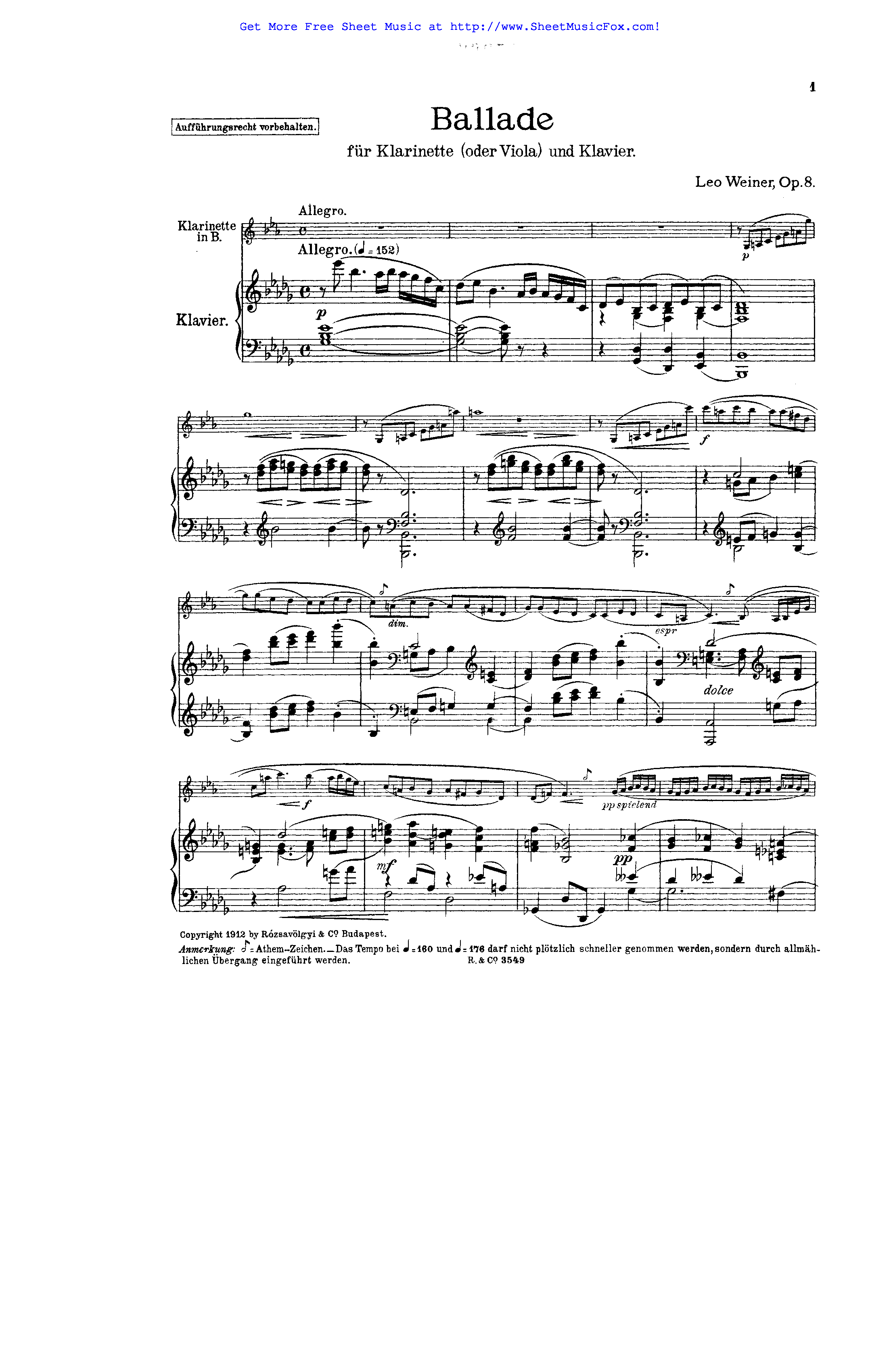 Ballade Op. 8 By N Free Sheet Music