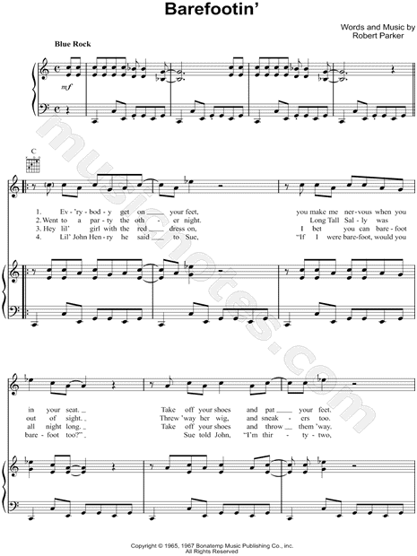 Barefootin' By Robert Parker Free Sheet Music