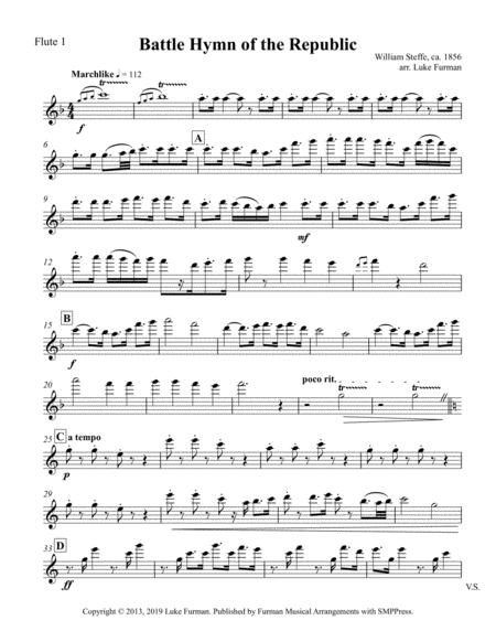 Battle Hymn Of The Republic - Jazz Arrangement For Flute Trio By Patriotic Song Free Sheet Music