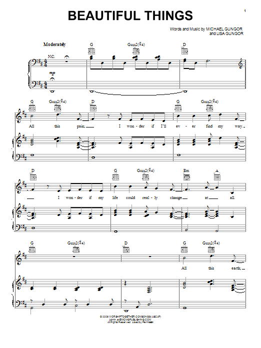 Beautiful Things By Lisa Gungor Free Sheet Music