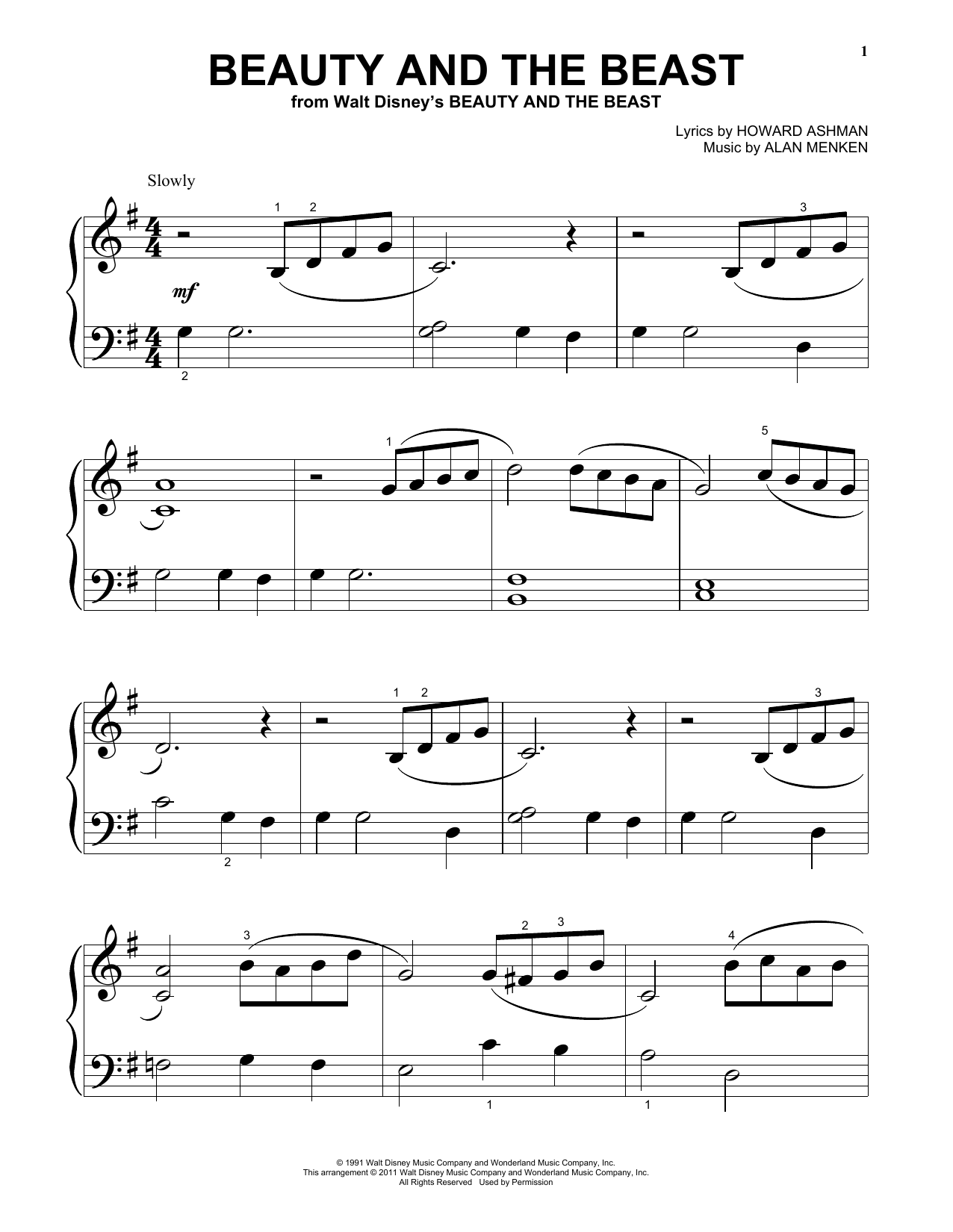 Beauty And The Beast By Celine Dion & Peabo Bryson Free Sheet Music