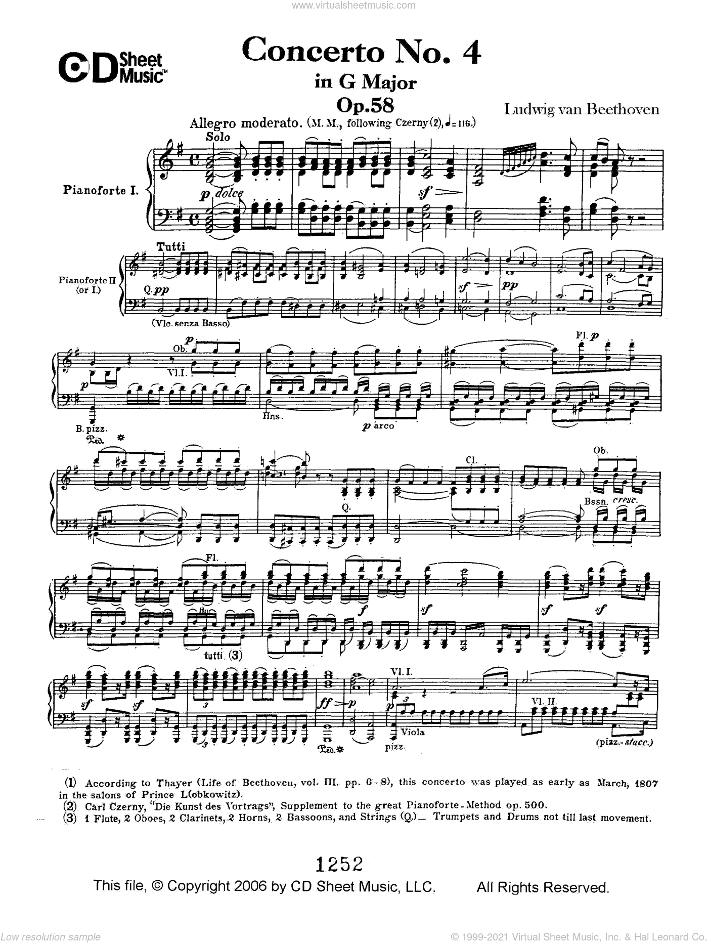 Beethoven - Piano Concerto No. 4 In G Major, Op. 58 By Ludwig Van Beethoven Free Sheet Music