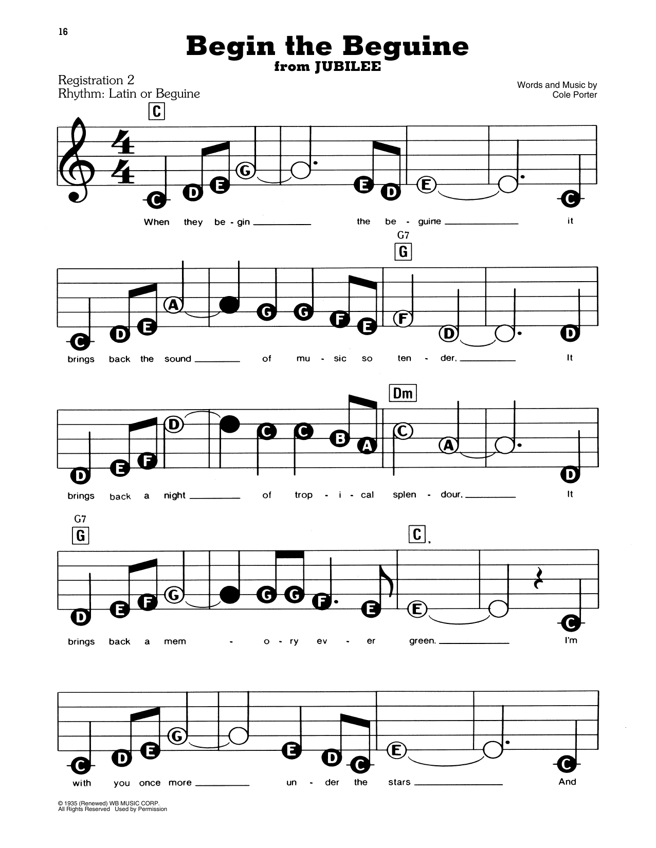 Begin The Beguine By Cole Porter Free Sheet Music