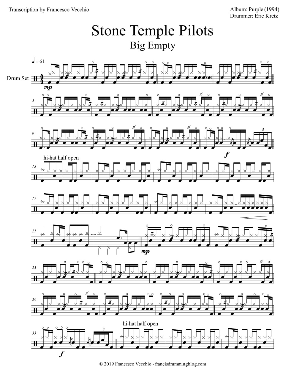 Big Empty By Stone Temple Pilots Free Sheet Music