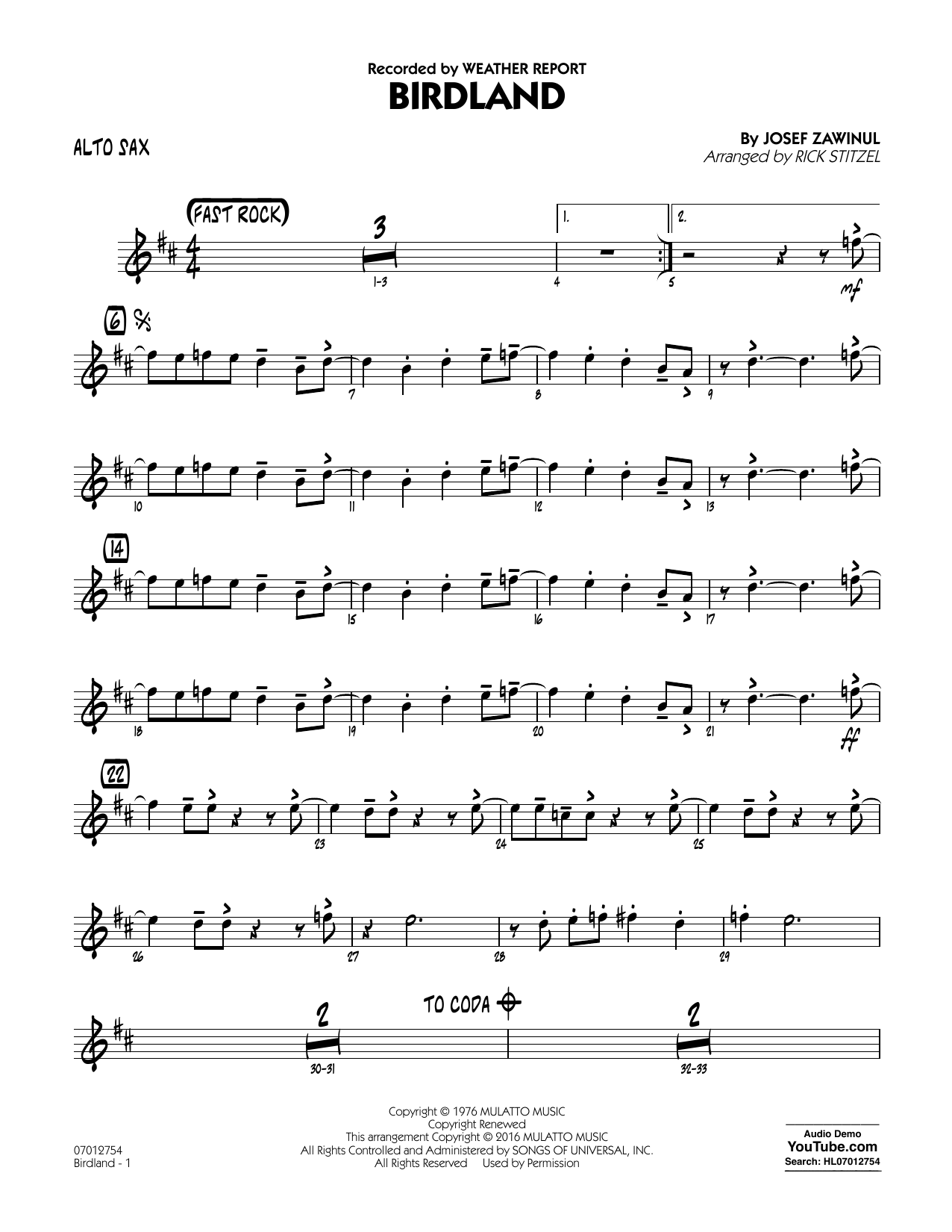 Birdland - ShowTrax CD By Manhattan Transfer Free Sheet Music