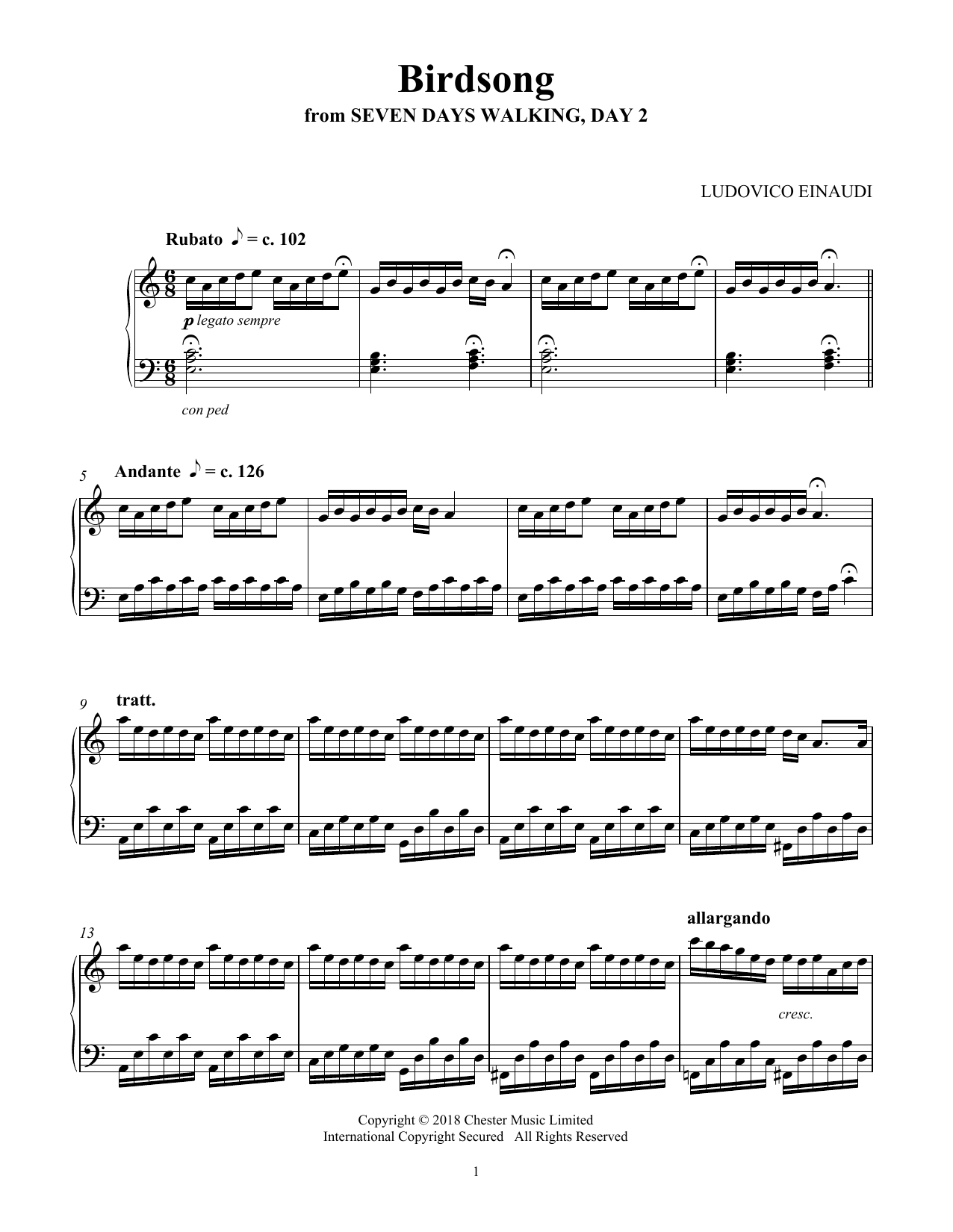 Birdsong By Paul Read Free Sheet Music