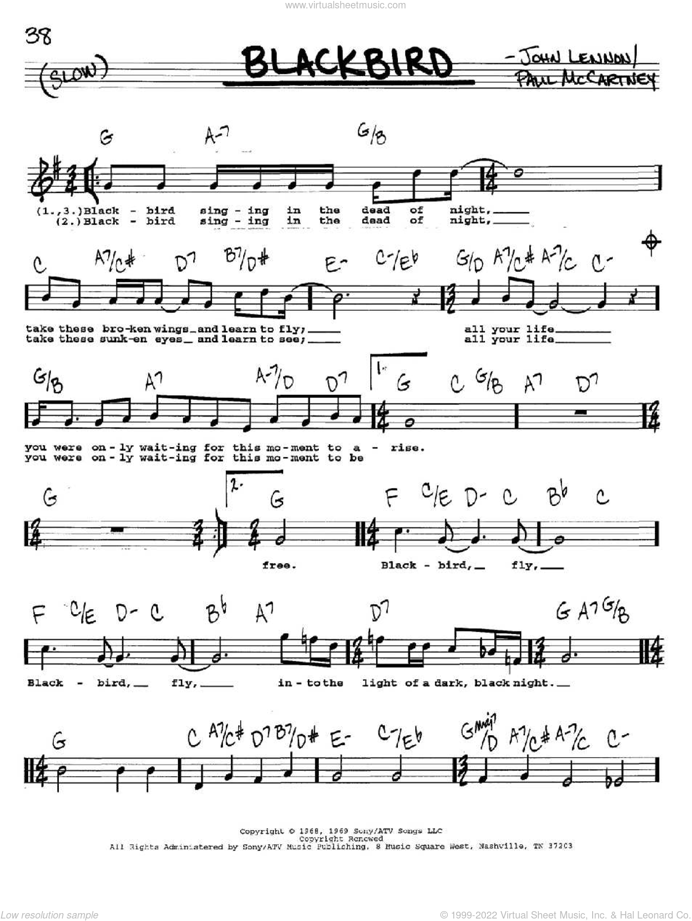 Blackbird By The Beatles Free Sheet Music