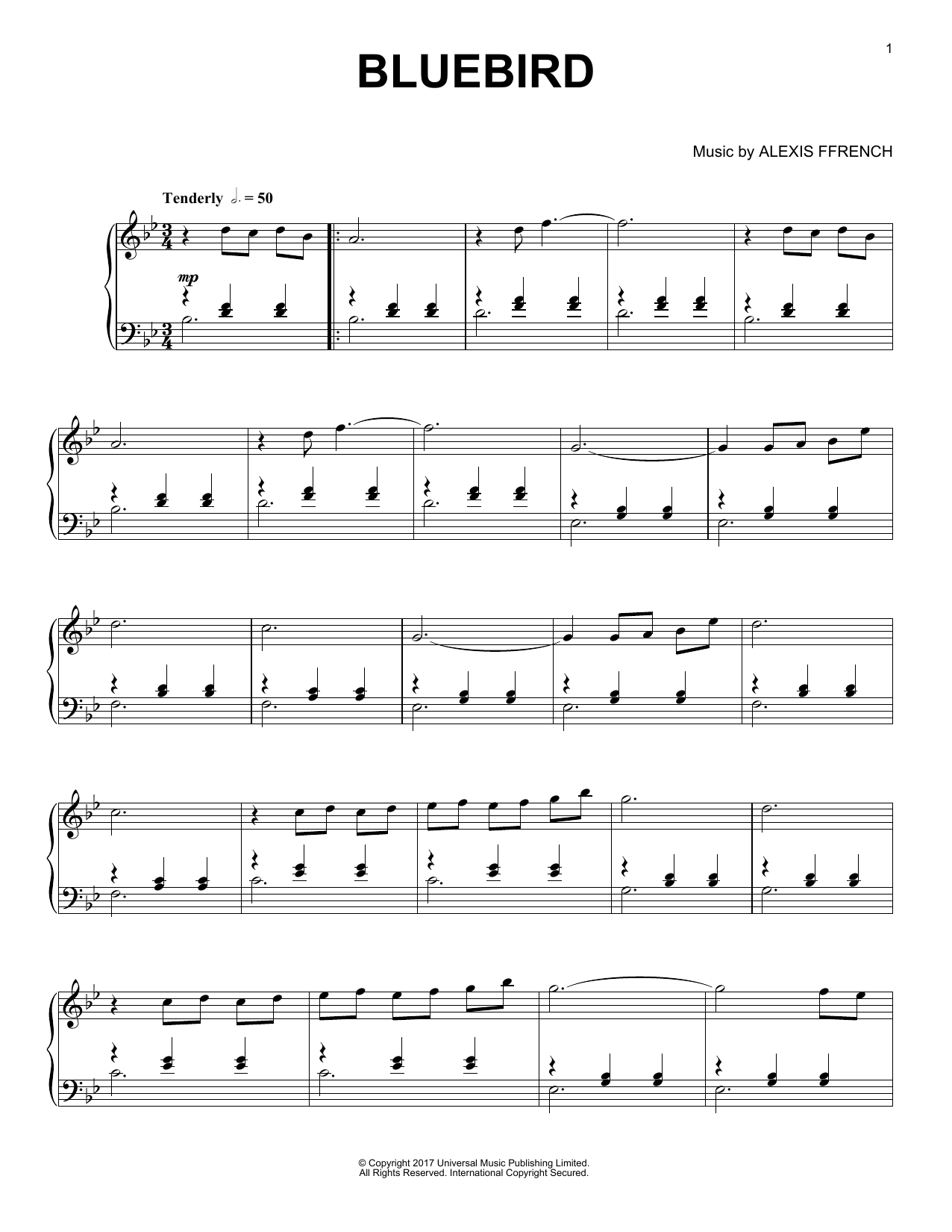 Bluebird By Alexis Ffrench Free Sheet Music