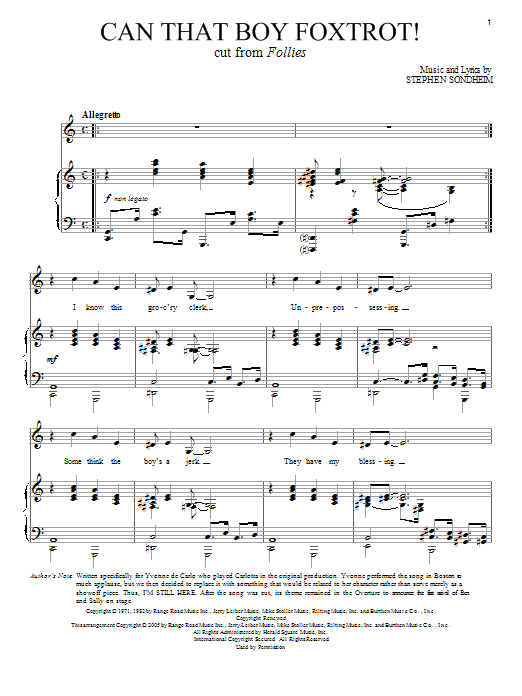 Can That Boy Foxtrot! By Stephen Sondheim Free Sheet Music