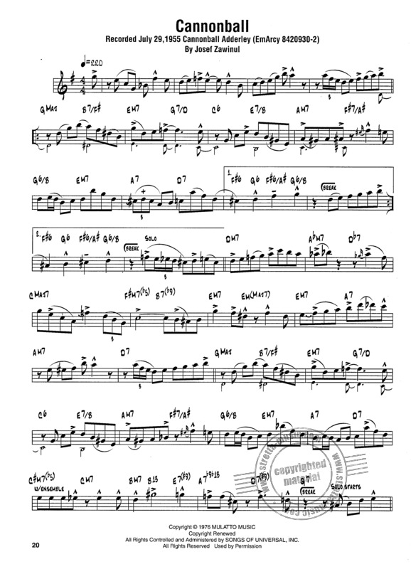 Cannonball Adderley - Omnibook By Julian Cannonball Adderley Free Sheet Music