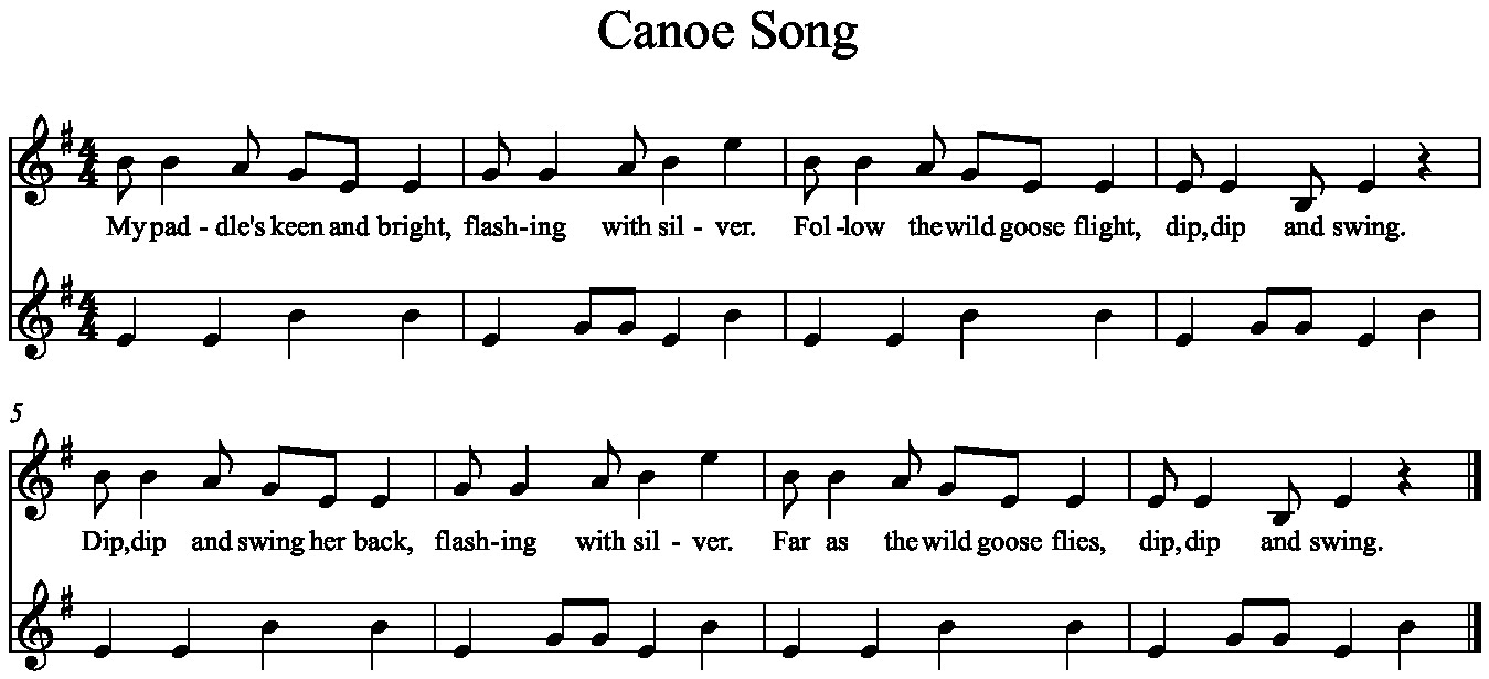 Canoe Song By Ruth Morris Gray Free Sheet Music