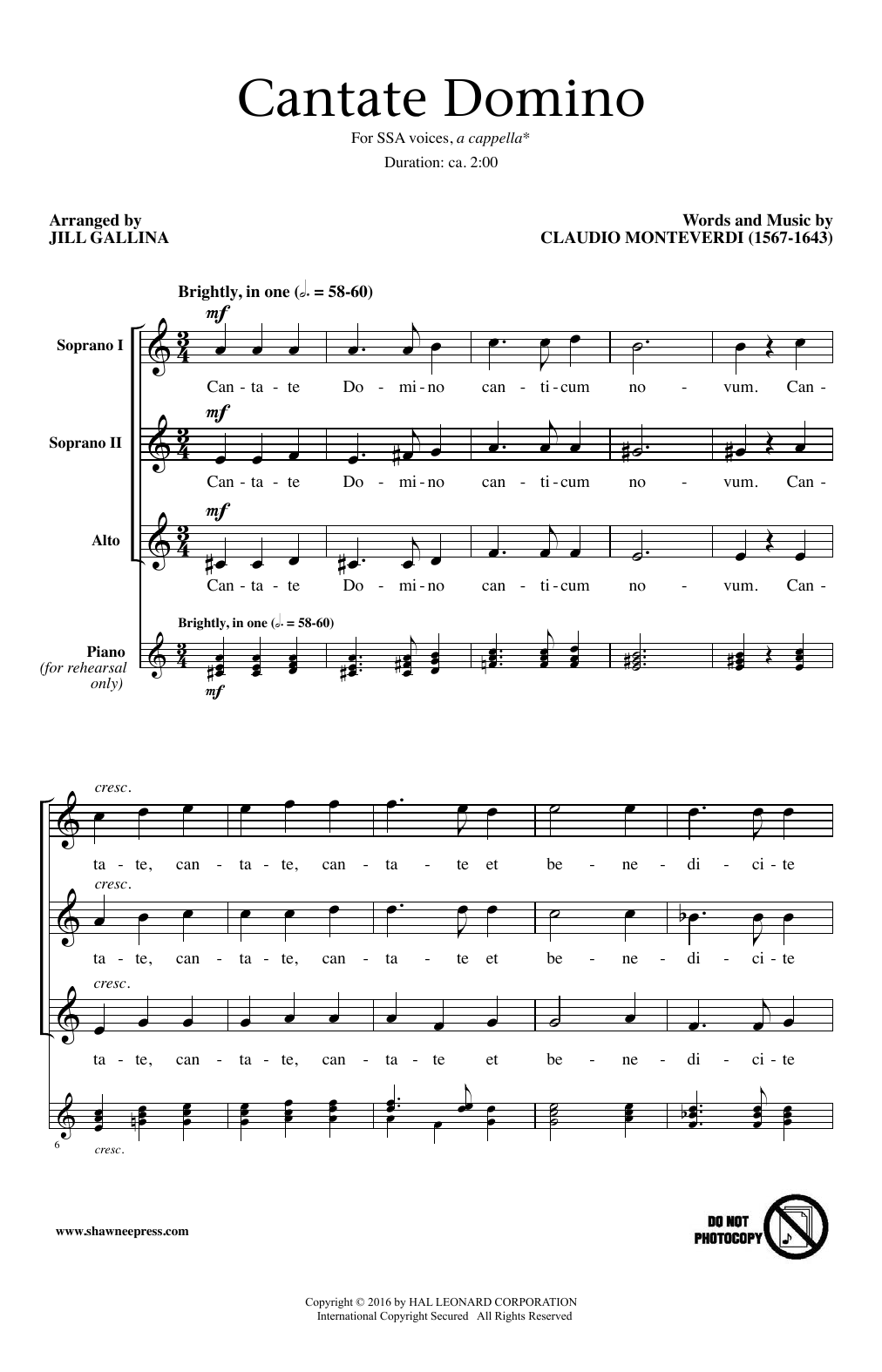 Cantate Domino By Giuseppe Ottavio Pitoni Free Sheet Music