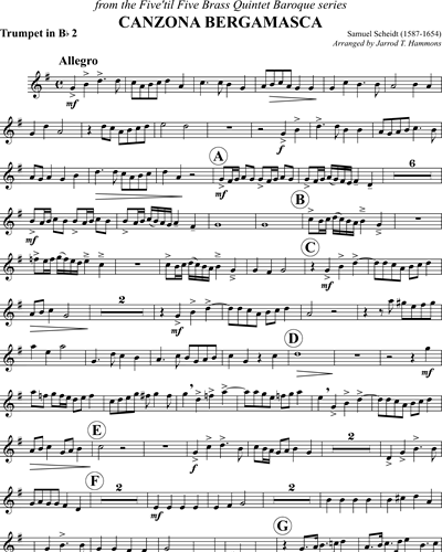 Canzona Bergamasca (Bb) By Samuel Scheidt Free Sheet Music