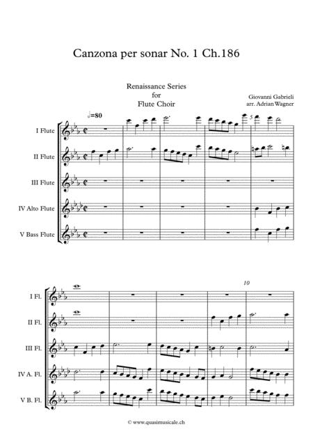 Canzona Per Sonar No 1 Ch.186 (Giovanni Gabrieli) Brass Quintet Arr. Adrian Wagner By Giovanni Gabrieli Free Sheet Music