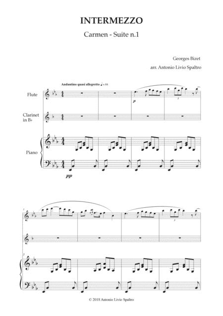 Carmen Intermezzo (Entr'acte) For Piano, Flute And Clarinet By Georges Bizet Free Sheet Music