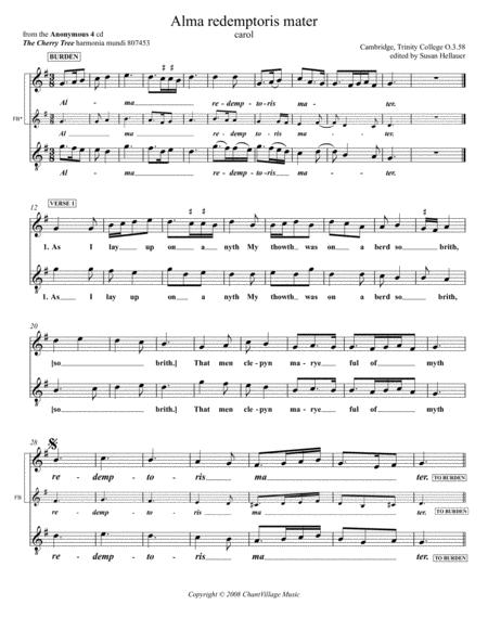 Carol: Alma Redemptoris Mater, From Anonymous 4: The Cherry Tree - Score Only By Anonymous 4 Free Sheet Music