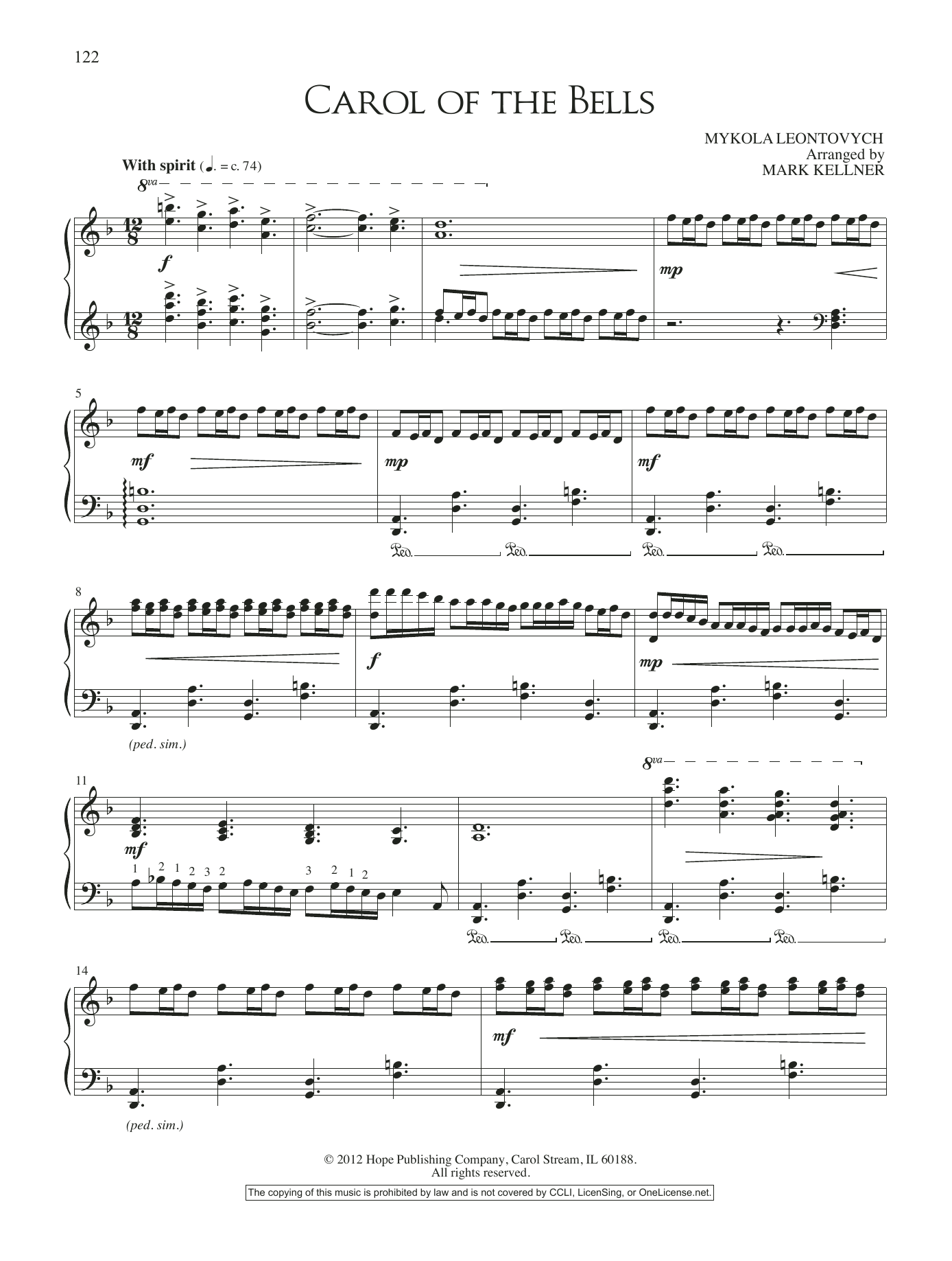 Carol Of The Bells By Peter Wilhousky Free Sheet Music