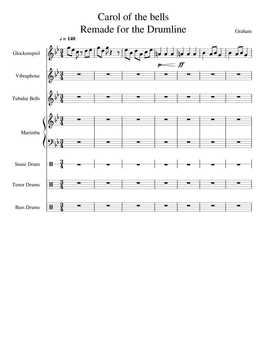 Carol Of The Bells - Drums By Michael Hopkins Free Sheet Music