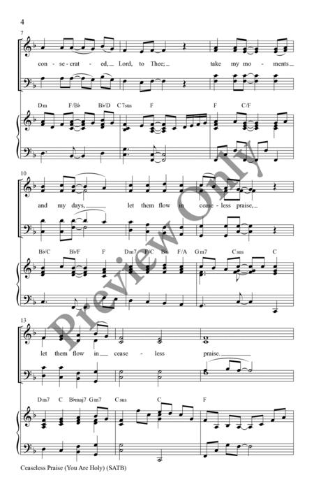 Ceaseless Praise (You Are Holy) SATB (Digital) By Hendon Free Sheet Music