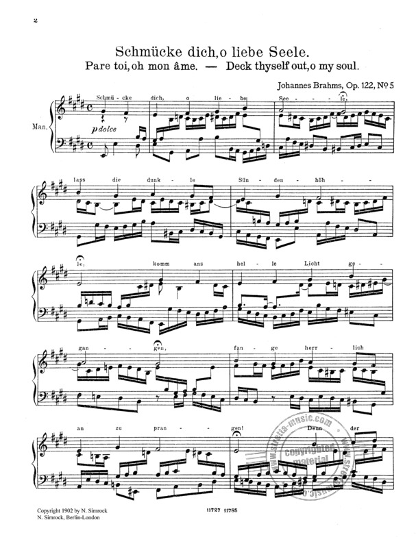 Choralvorspiele(6) Op.122 By Johannes Brahms Free Sheet Music