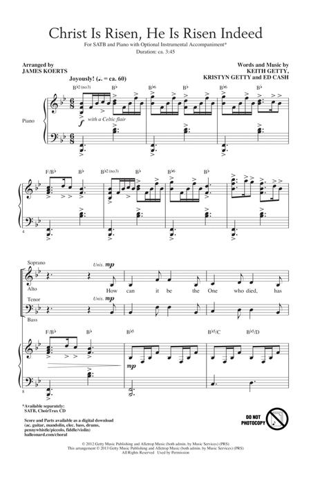 Christ Is Risen, He Is Risen Indeed (arr. James Koerts) By Keith Getty, Kristyn Getty And Ed Cash Free Sheet Music