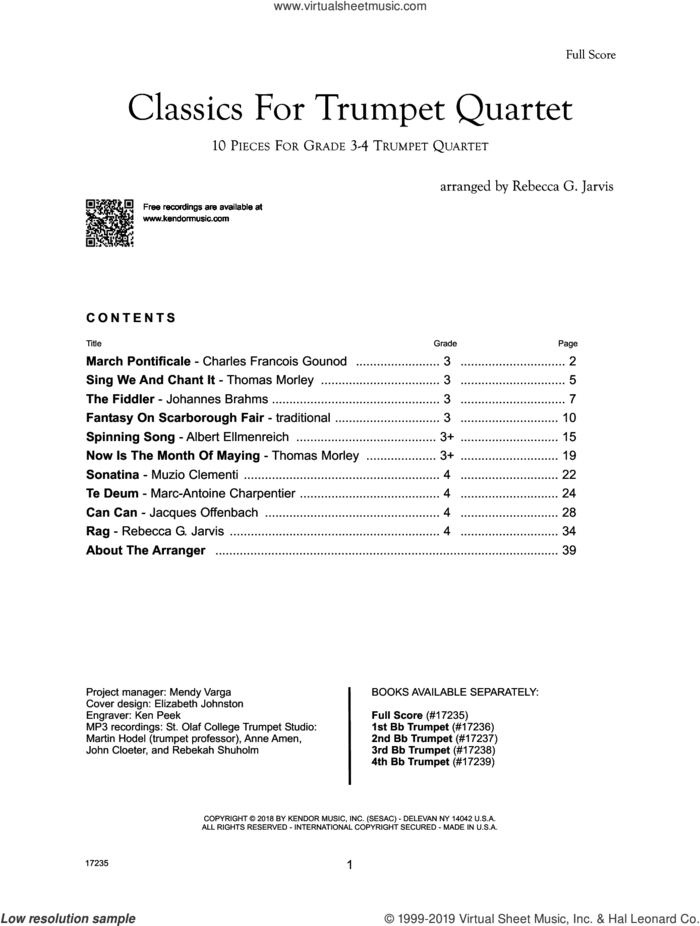 Classics For Trumpet Quartet - 1st Trumpet By Various Free Sheet Music