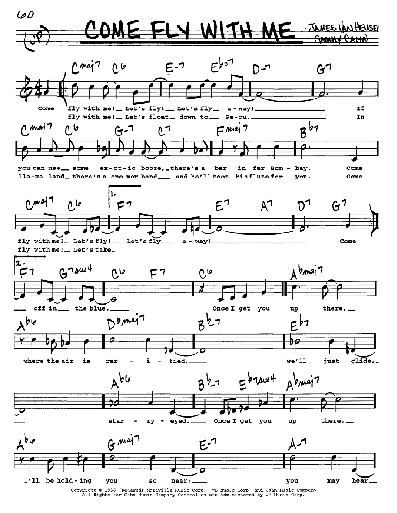 Come Fly With Me By Frank Sinatra With Count Basie Free Sheet Music