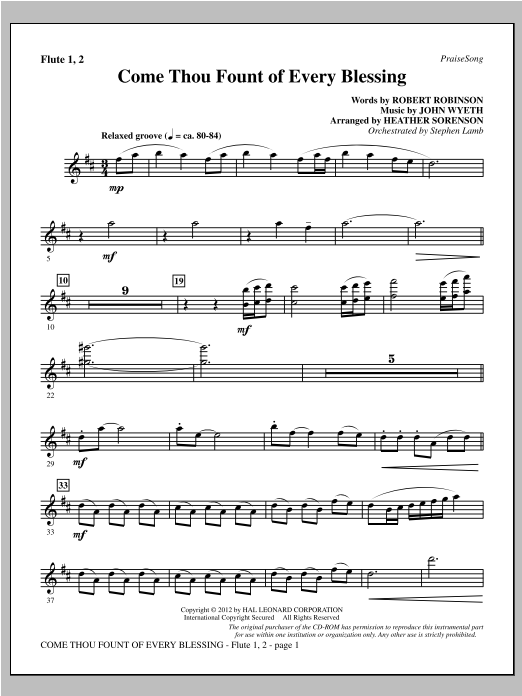 Come Thou Fount Of Every Blessing (Trio For Flute, Clarinet And Piano) By John Wyeth, Enrique Granados Free Sheet Music