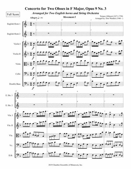 Concerto For 2 Horns By Johann David Heinichen Free Sheet Music