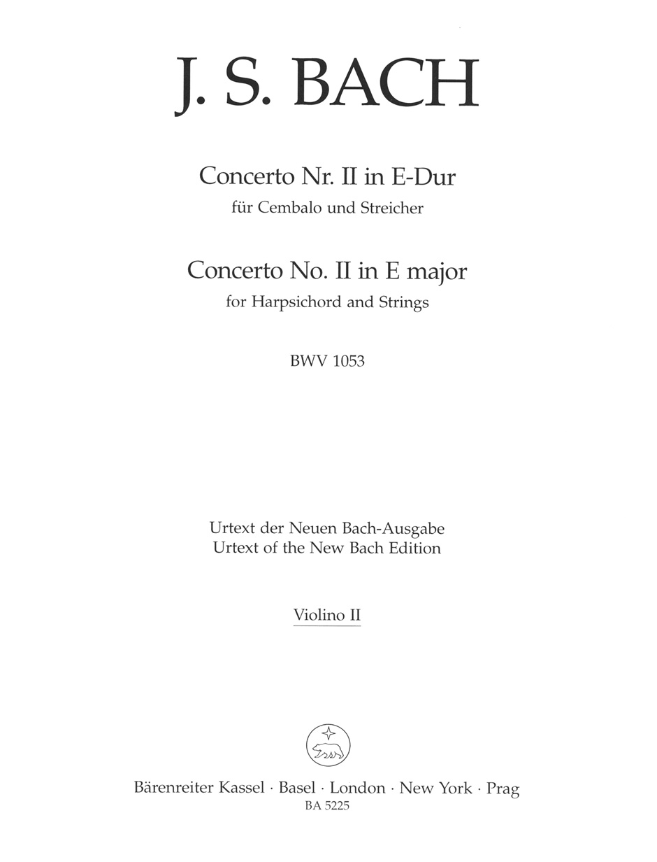 Concerto For Harpsichord And Strings Nr. 2 E Major BWV 1053 By Johann Sebastian Bach Free Sheet Music