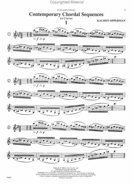 Contemporary Chordal Sequences For Intermediate Clarinet By Kalmen Opperman Free Sheet Music