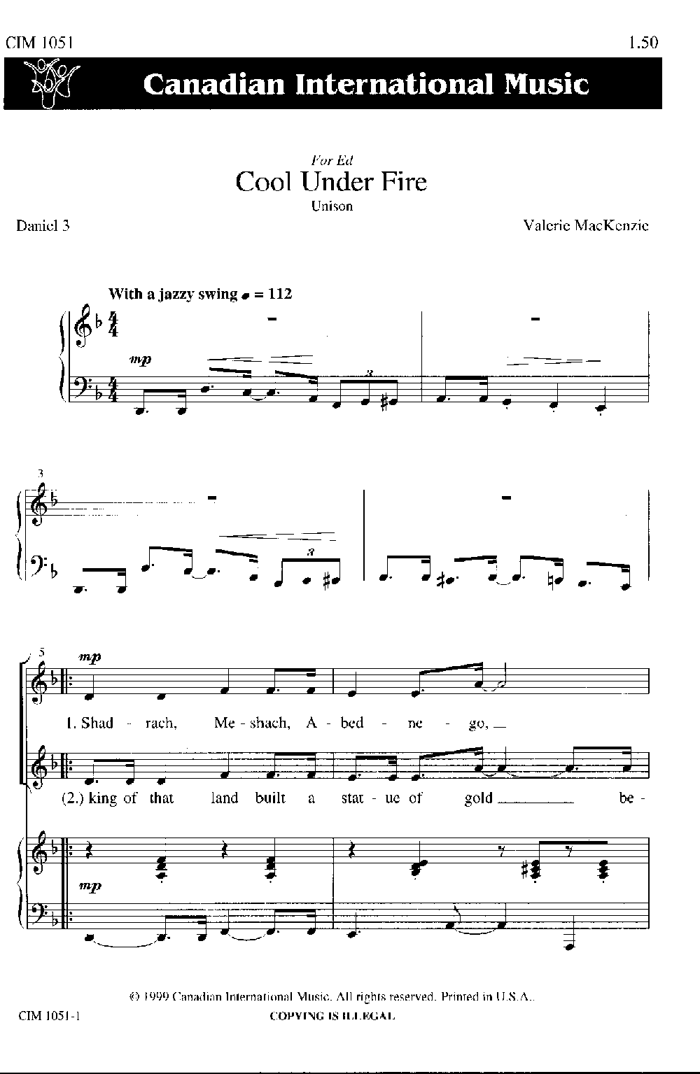 Cool Under Fire By Valerie Mackenzie Free Sheet Music