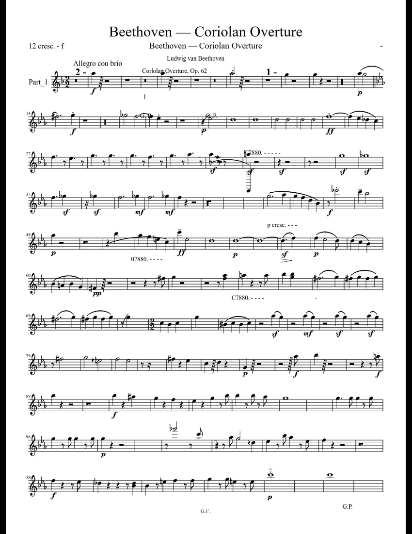 Coriolan Overture, Op. 62 - Score By Jeremy Woolstenhulme Free Sheet Music