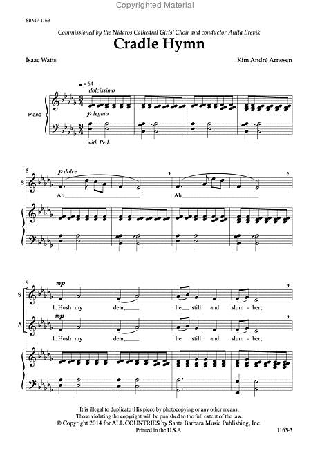 Cradle Hymn - SSAA Octavo By Kim André Arnesen Free Sheet Music