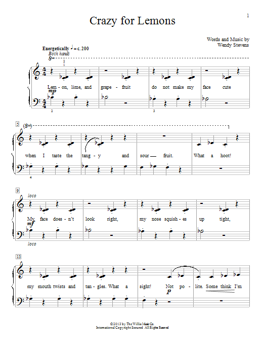 Crazy For Lemons By Wendy Stevens Free Sheet Music